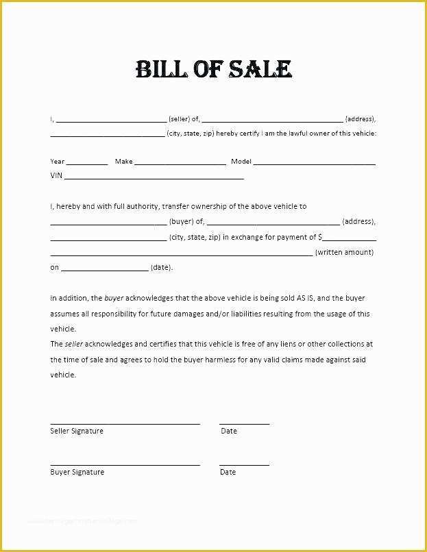 Vehicle Bill Of Sale Fillable Pdf