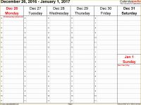 Free Weekly Schedule Template Of Weekly Calendar 2017