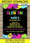 Neon Party Flyer Template Free Of Neon Glow Party Invitations Template