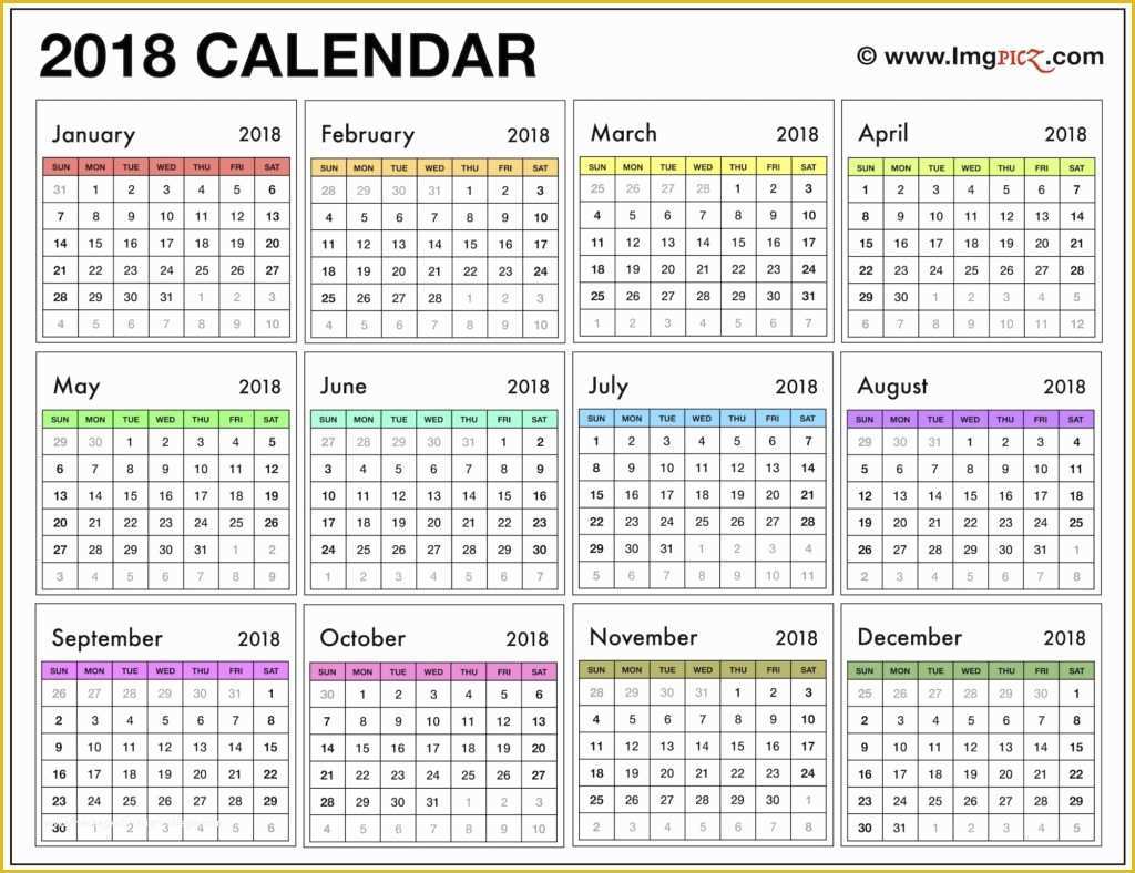 50 2018 Free Calendar Template