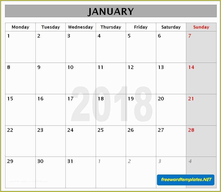 2018 Free Calendar Template Of 2018 Calendars