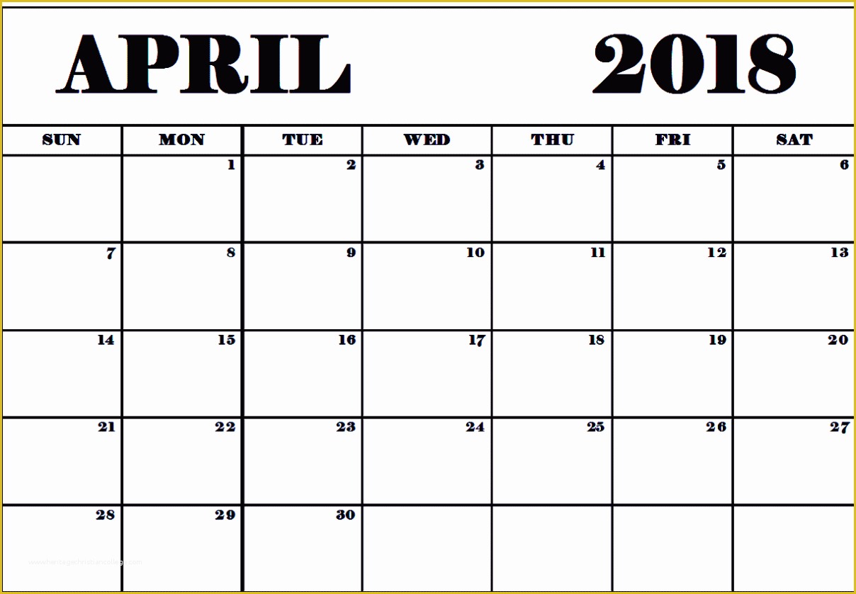 2018 Free Calendar Template Of April 2018 Calendar Template Free