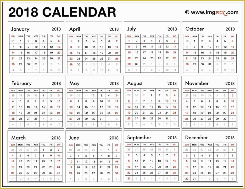 2018 Free Calendar Template Of Calendar 2018 Image