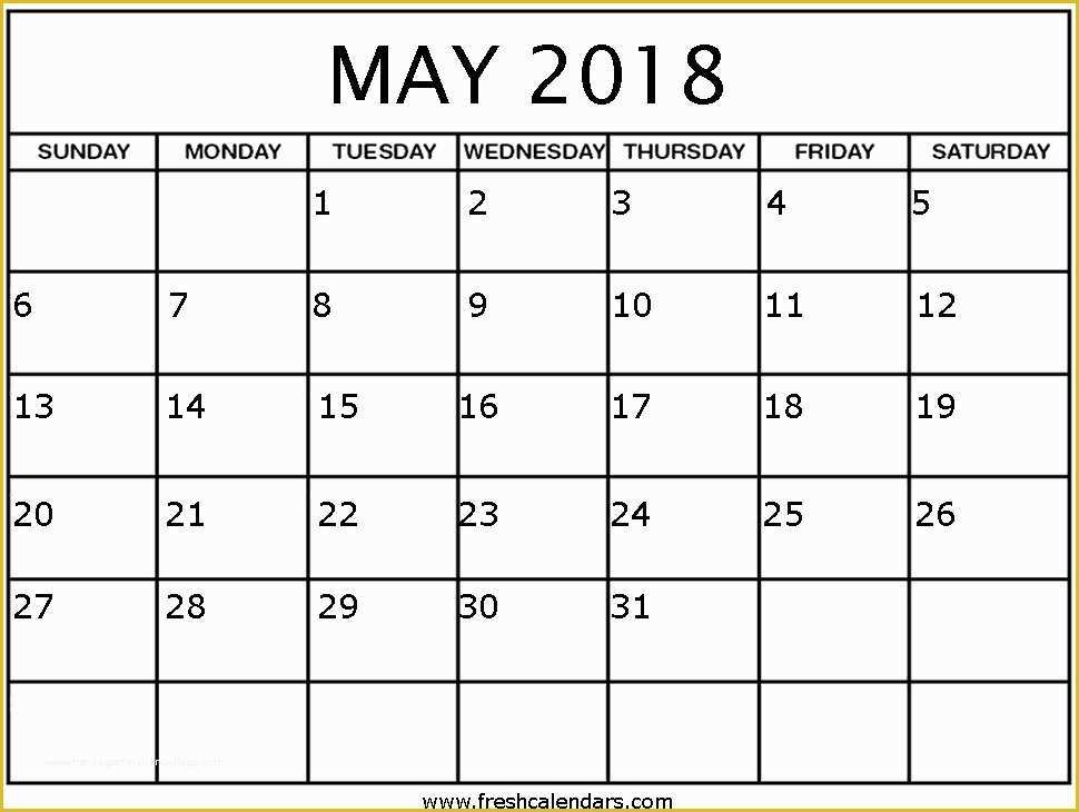 2018 Free Calendar Template Of Free 5 May 2018 Calendar Printable Template Pdf source