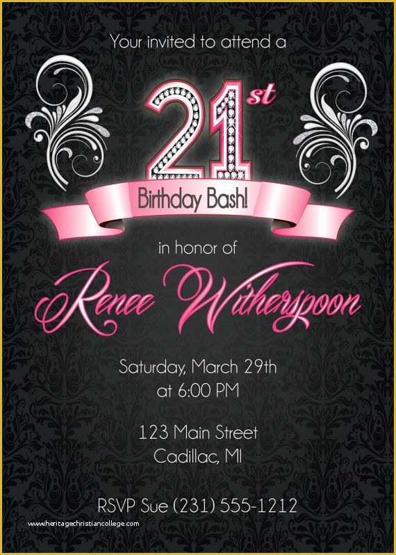 21st Birthday Card Templates Free Of 21st Birthday Invitation 21st Birthday Party Invitation