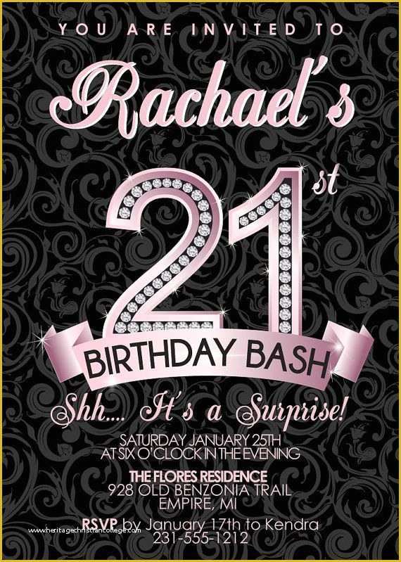 21st Birthday Card Templates Free Of 21st Birthday Invitation Adult Birthday Party Invitation