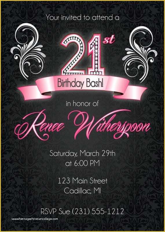 21st Birthday Card Templates Free Of 25 Best Ideas About 21st Birthday Invitations On