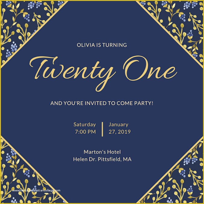 Blank 21st Birthday Invitation Templates Free Printable