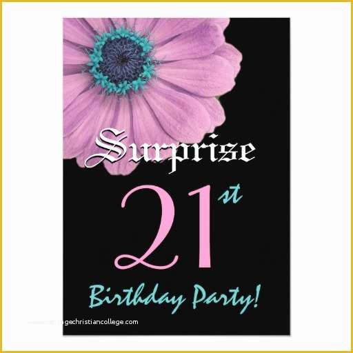 21st Birthday Card Templates Free Of Surprise 21st Birthday Template Pink Daisy 5" X 7