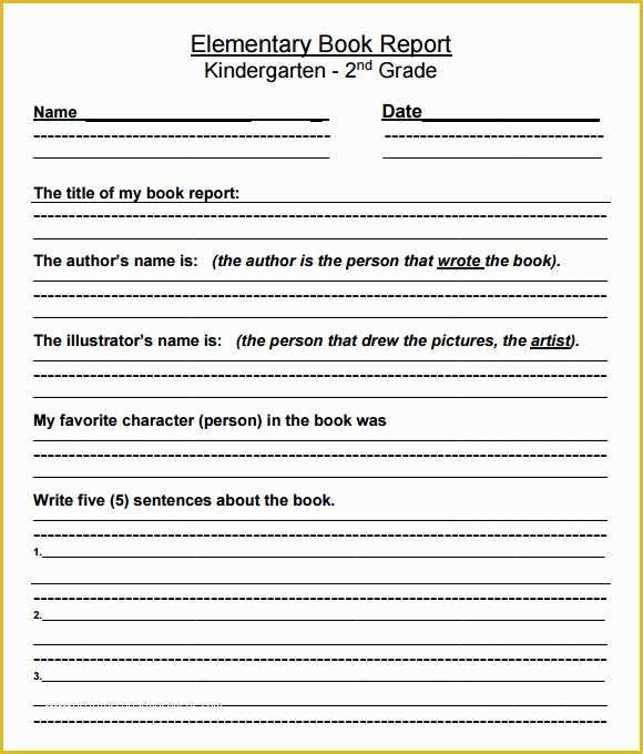 2nd Grade Book Report Template Free Of 10 Book Report Templates – Free Samples Examples