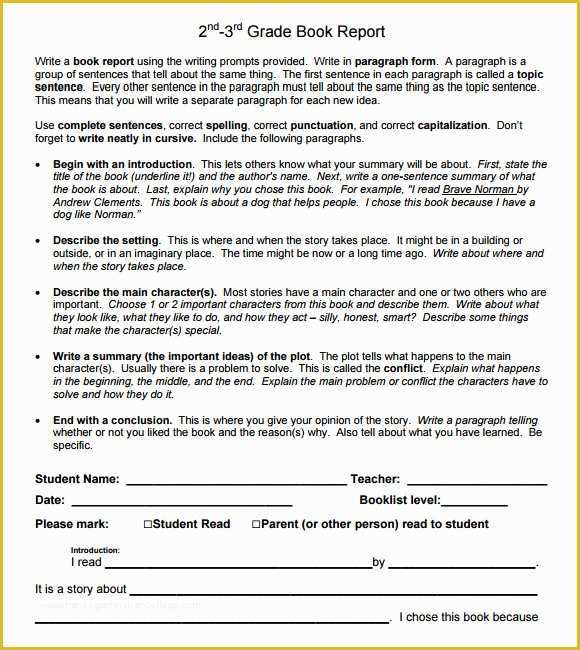 2nd Grade Book Report Template Free Of 10 Book Report Templates – Free Samples Examples