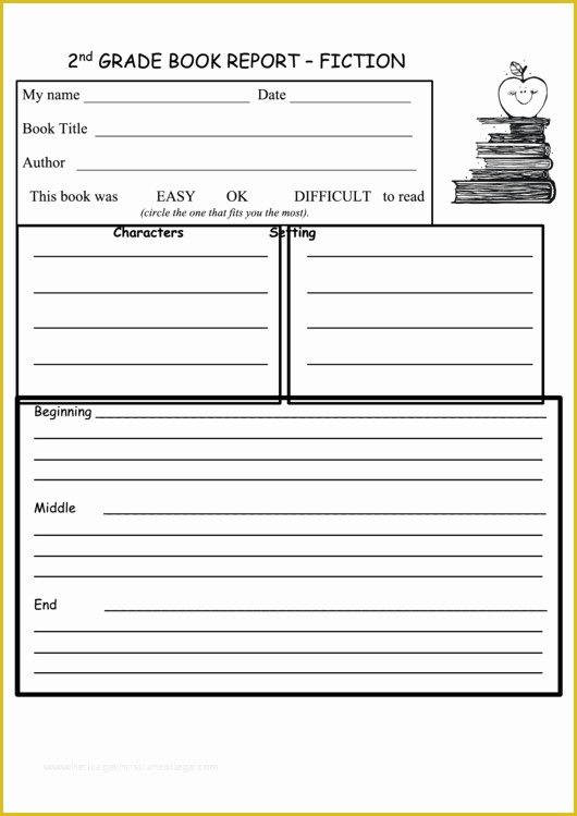 2nd Grade Book Report Template Free Of 2nd Grade Book Report Fiction Printable Pdf