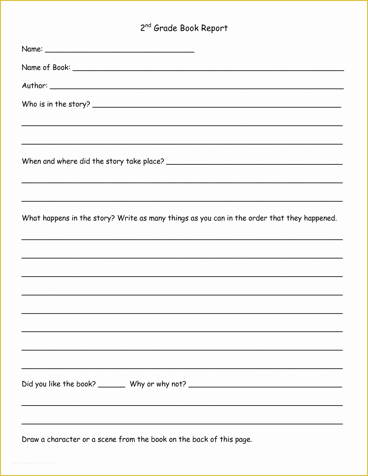 2nd Grade Book Report Template Free Of 2nd Grade Book Report Template Google Search