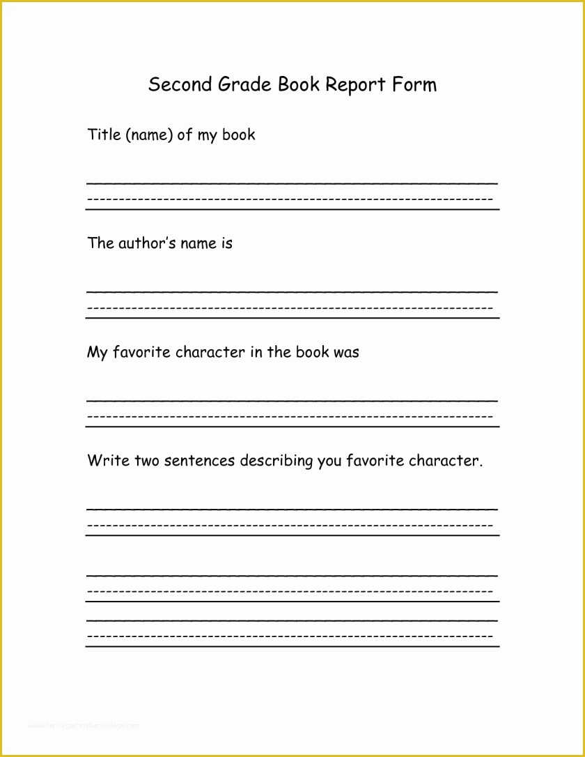 2nd Grade Book Report Template Free Of 2nd Grade Book Report Template Pdf