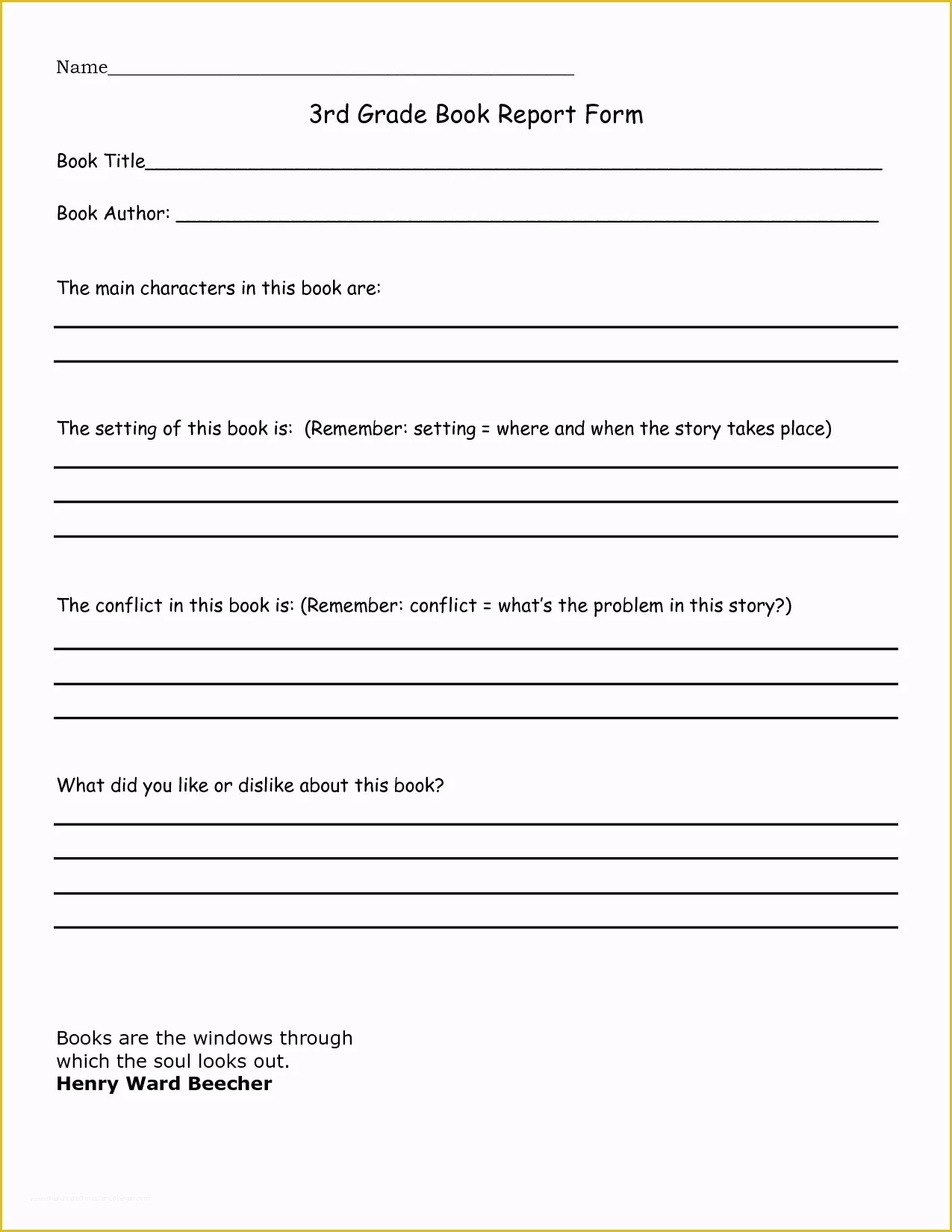 2nd Grade Book Report Template Free Of 3rd Grade Book Report Sample Google Search