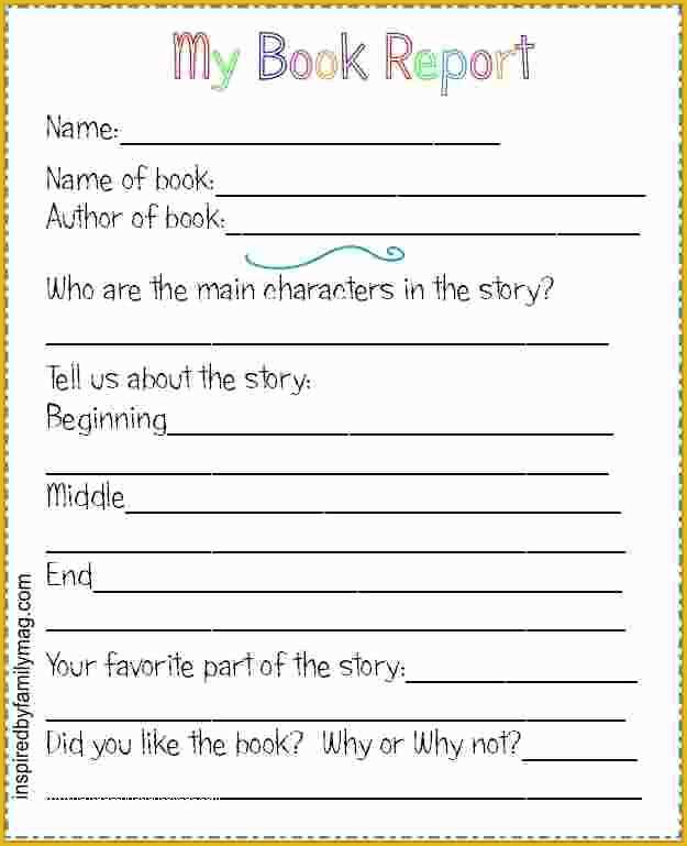 2nd Grade Book Report Template Free Of 4 Book Report Template 2nd Grade