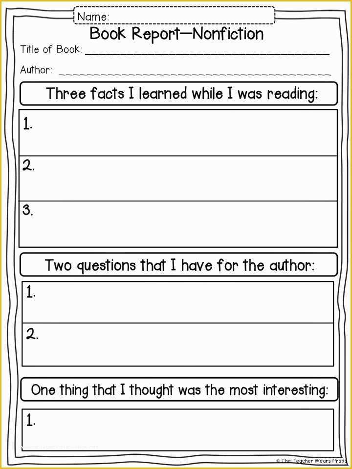 2nd Grade Book Report Template Free Of 4th Grade Nonfiction Book Report Template Best Photos Of