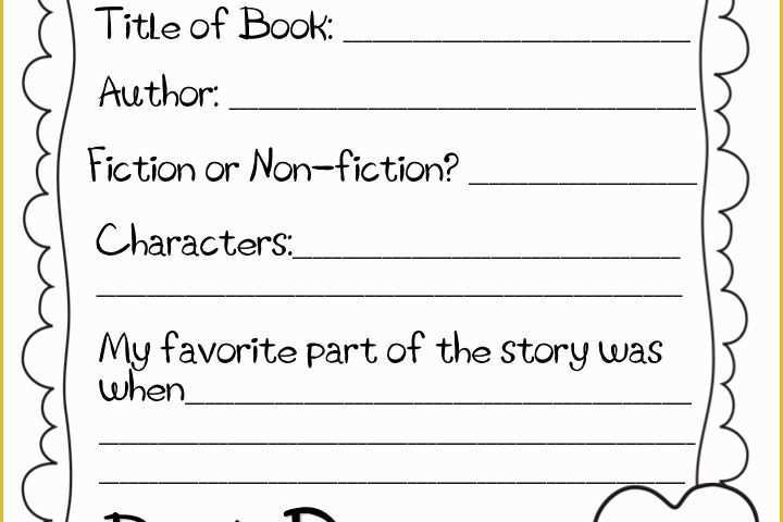 Book Report Template 2Nd Grade