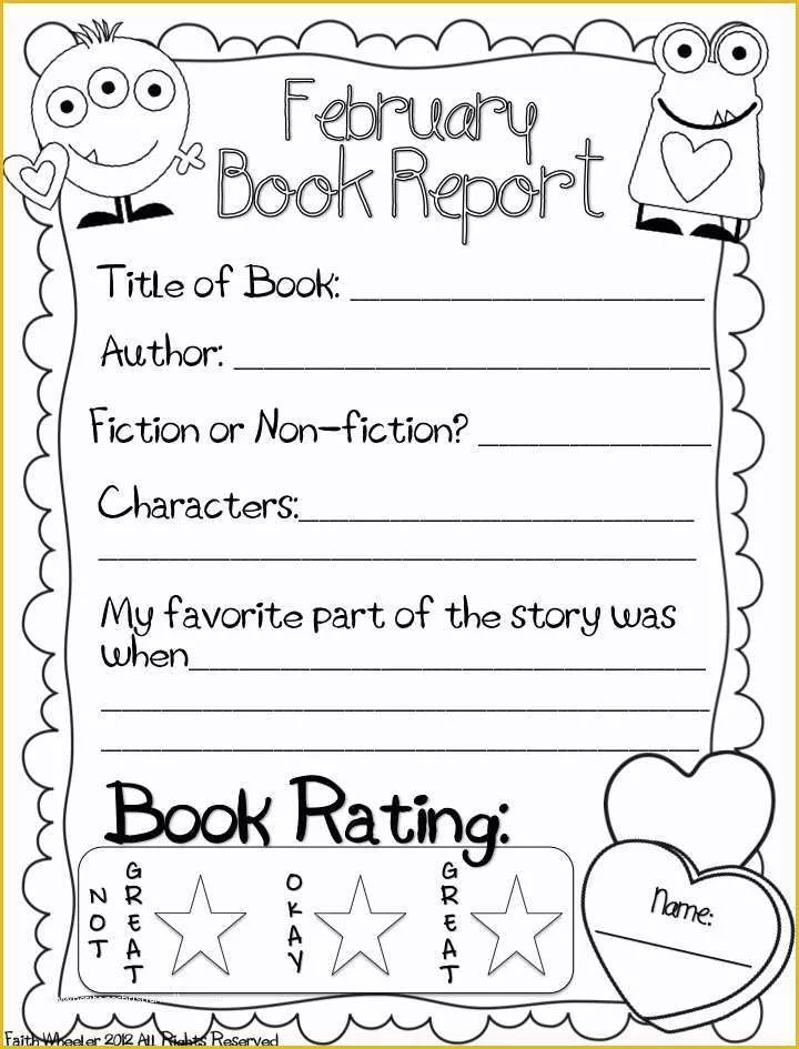 grade 2 book report template free