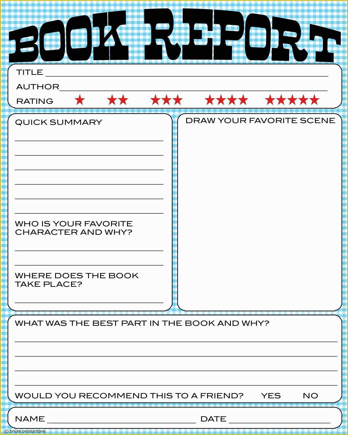 2nd Grade Book Report Template Free Of 7 Best Of Free Printable 