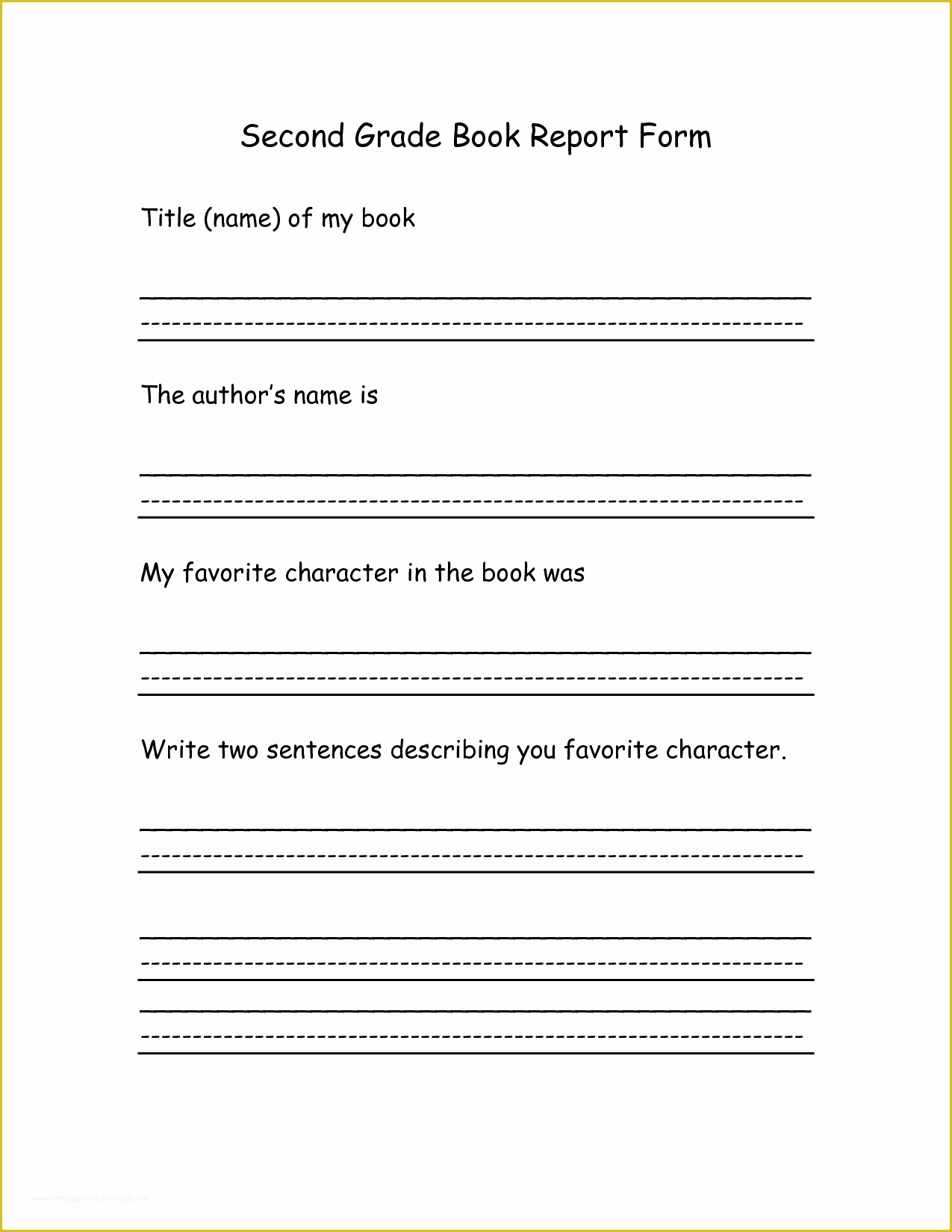 2nd Grade Book Report Template Free Of 8 Best Of 2nd Grade Book Report Printables 2nd