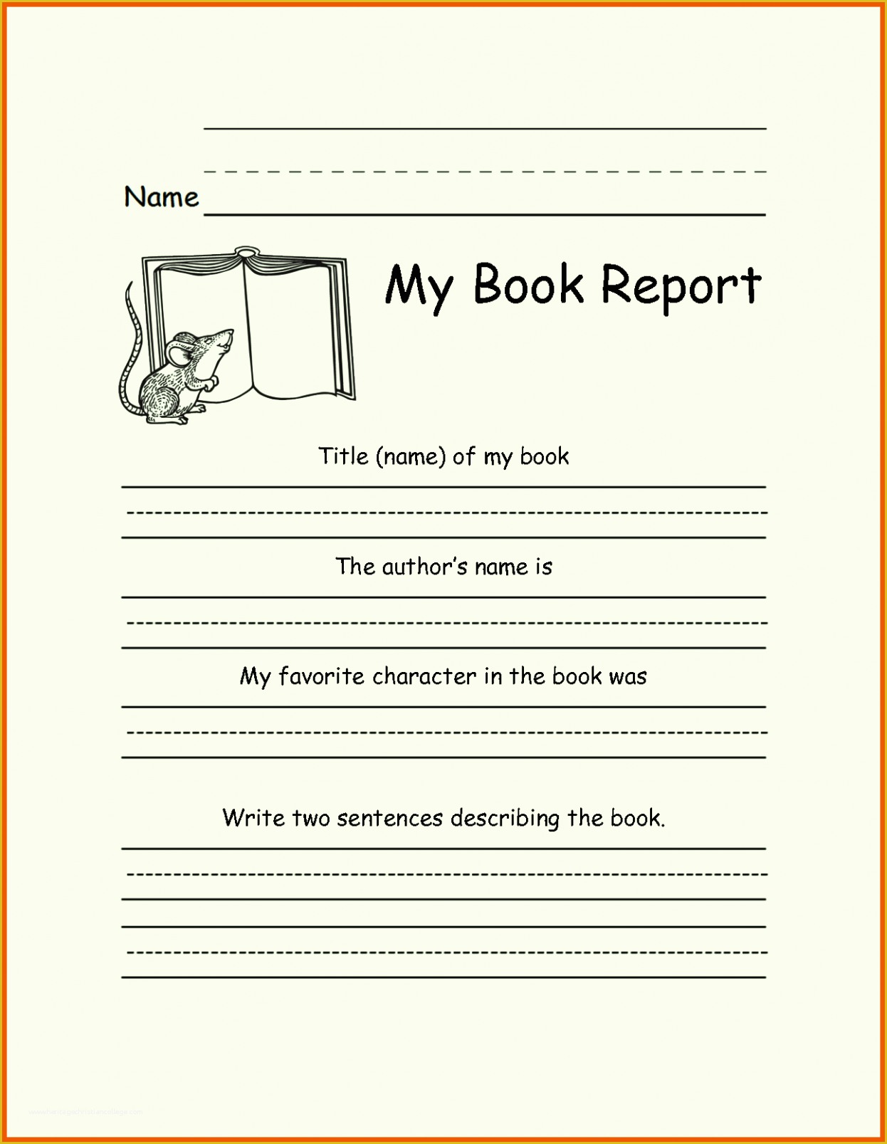 Book Report Template 2Nd Grade