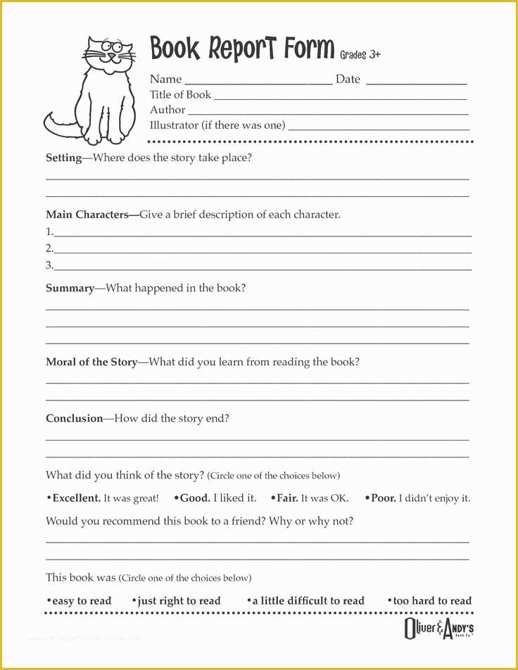 2nd Grade Book Report Template Free Of Second Grade Book Report Template