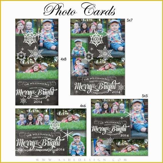 4x6 Christmas Photo Card Template Free Of Christmas Card Design Chalkboard Merry &amp; Bright