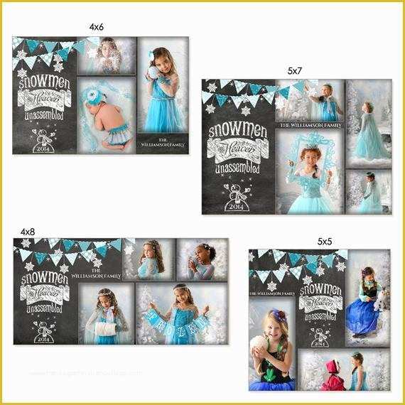 4x6 Christmas Photo Card Template Free Of Christmas Card Set Chalkboard Snowmen Card Set