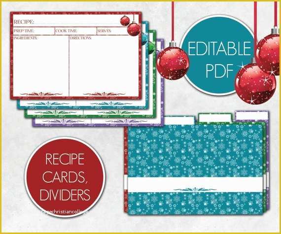 4x6 Christmas Photo Card Template Free Of Christmas Recipe Cards Editable Recipe Cards Divider Editable