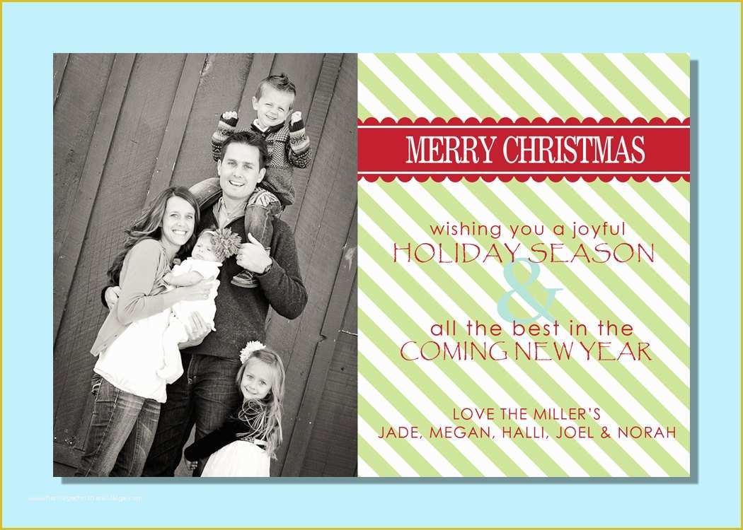 4x6 Christmas Photo Card Template Free Of Green Stipe 4x6 Christmas Card Template Jpg Print by