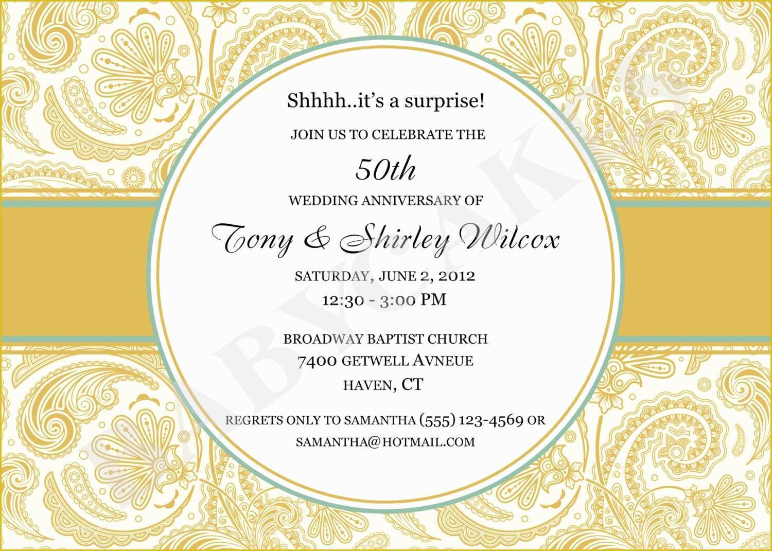 50th Anniversary Templates Free Of 50th Anniversary Party Invitations Template