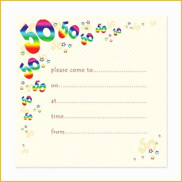 50th Anniversary Templates Free Of Blank 50th Birthday Party Invitations Templates