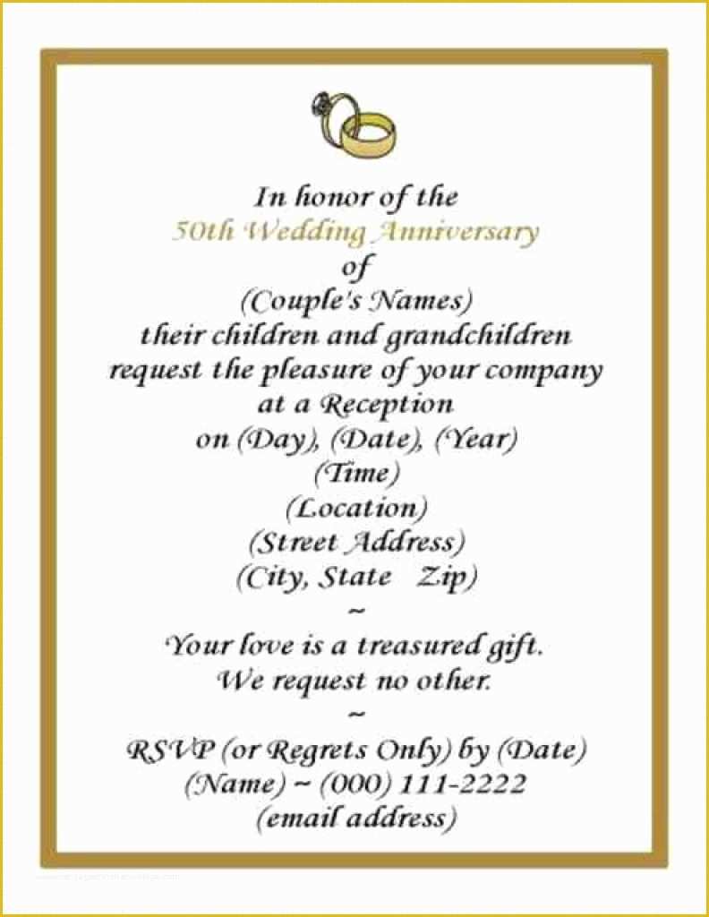 50th Anniversary Templates Free Of Free Wedding Anniversary Invitation Template