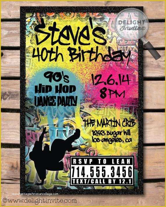 90s Party Invitations Template Free Of 80 S 90 S Hip Hop Graffiti Birthday Invitations by