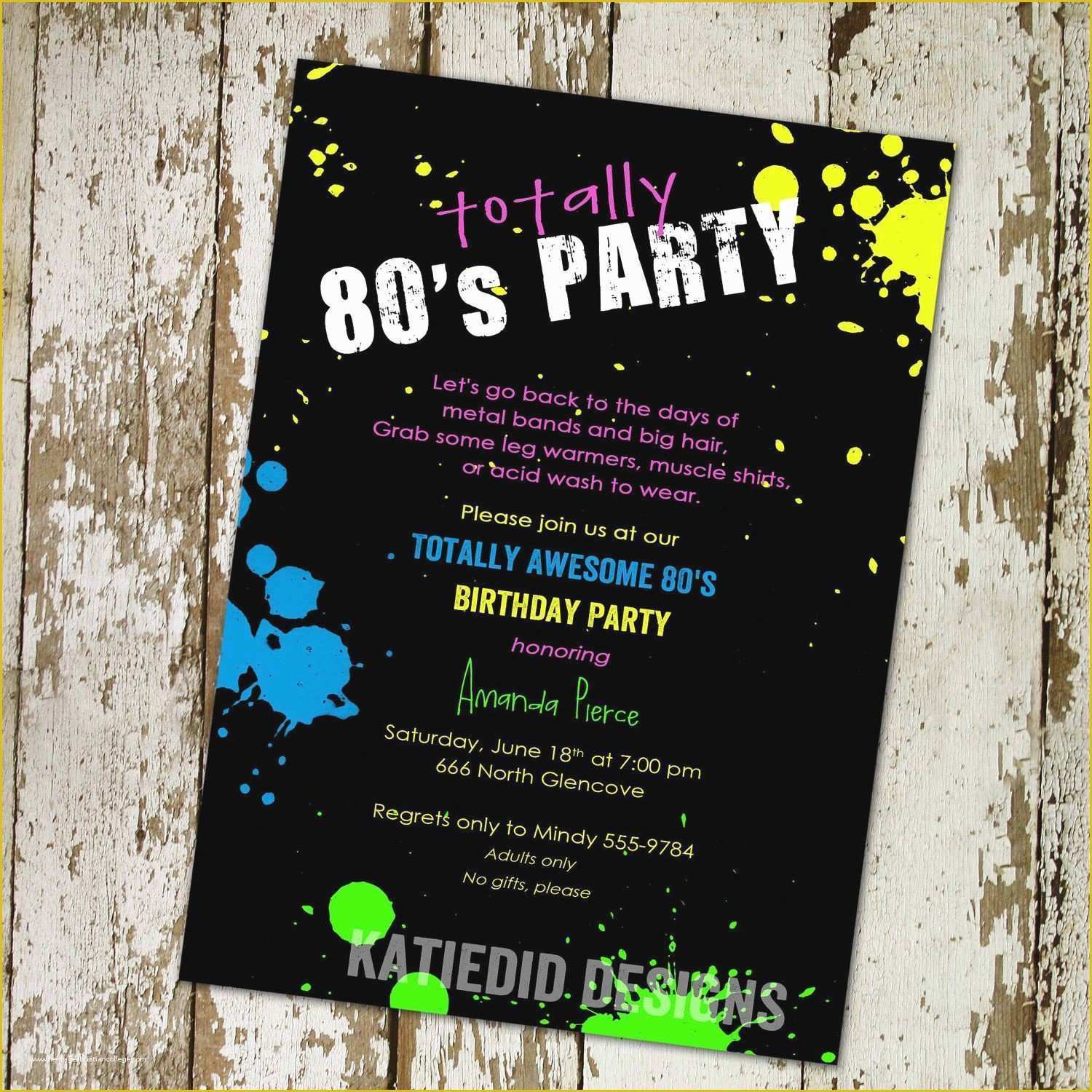 90s Party Invitations Template Free Of 80s 90s Party Invitation Template Elegant Glow In the Dark