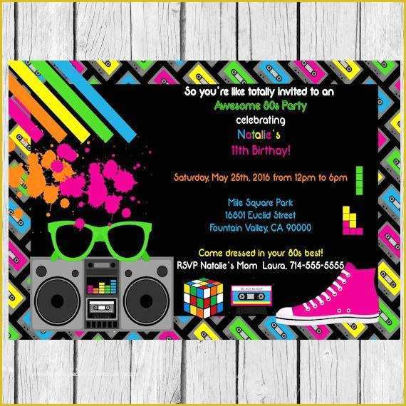 90s Party Invitations Template Free Of 80s Invitation 80s Birthday Invitation 80s Party Invitation