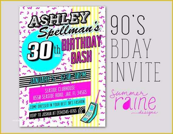 90s Party Invitations Template Free Of 90 S Invitation Printable Digital Birthday Party