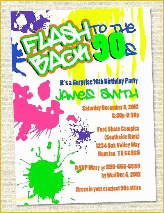90s Party Invitations Template Free Of 90s Birthday Invitation Templates Tisstroy