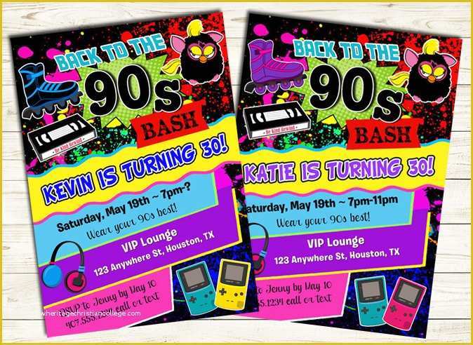 90s Party Invitations Template Free Of 90s Birthday Party Invitations