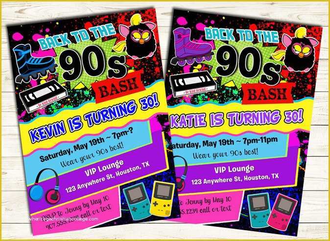 90s Party Invitations Template Free Of 90s Birthday Party Invitations - Heritagechristiancollege