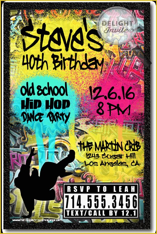 90s Party Invitations Template Free Of 90s Hip Hop Graffiti Birthday Invitations [di 464