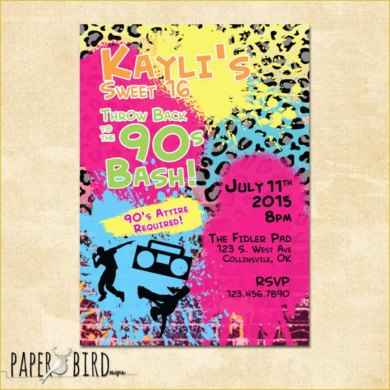 90s Party Invitations Template Free Of 90s Throwback Birthday