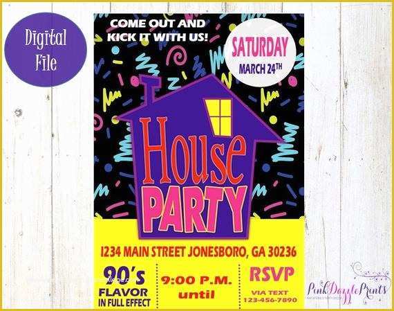 90s Party Invitations Template Free Of House Party Invitation 90 S Party Invitation Birthday