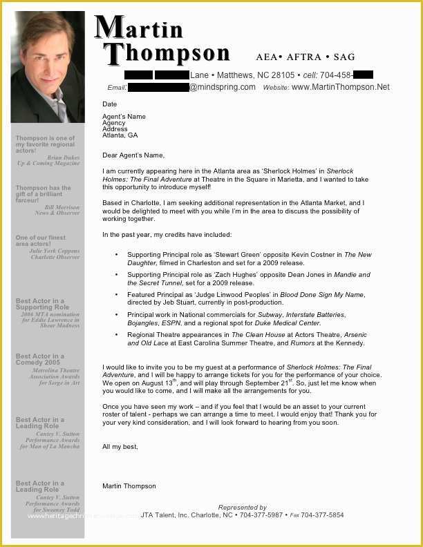 Actor Website Templates Free Download Of Actor Cover Letter to Agents Template