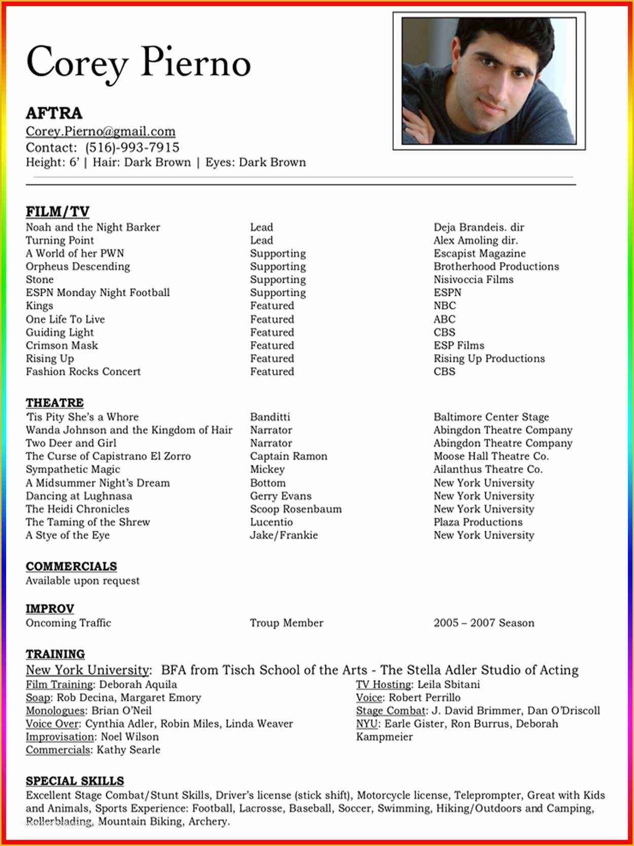 Actor Website Templates Free Download Of Professional Actors Resume Simple Professional Acting