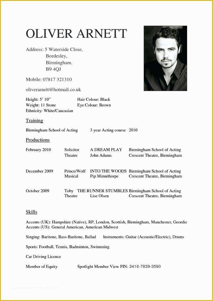 Actor Website Templates Free Download Of Sample Resume for Actors Actor Template Google Docs