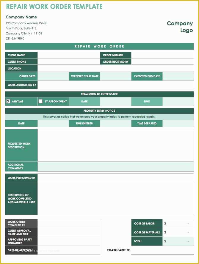 Additional Work order Template Free Of 15 Free Work order Templates