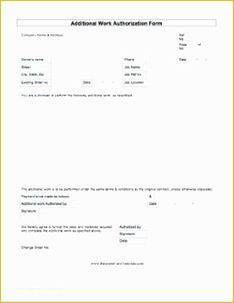 Additional Work order Template Free Of Construction Work Permit Template Care Authorization form