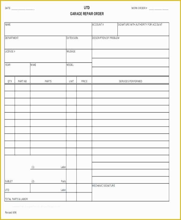 Additional Work order Template Free Of Extra Work order form Template Printable Best Word